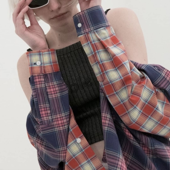 NWT B.A.T Button Up Mixed Plaid Long Sleeve Shirt - Picture 3 of 13